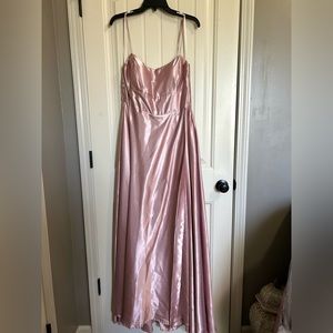 Windsor Silk Blush Pink Lace Back Prom Dress XL